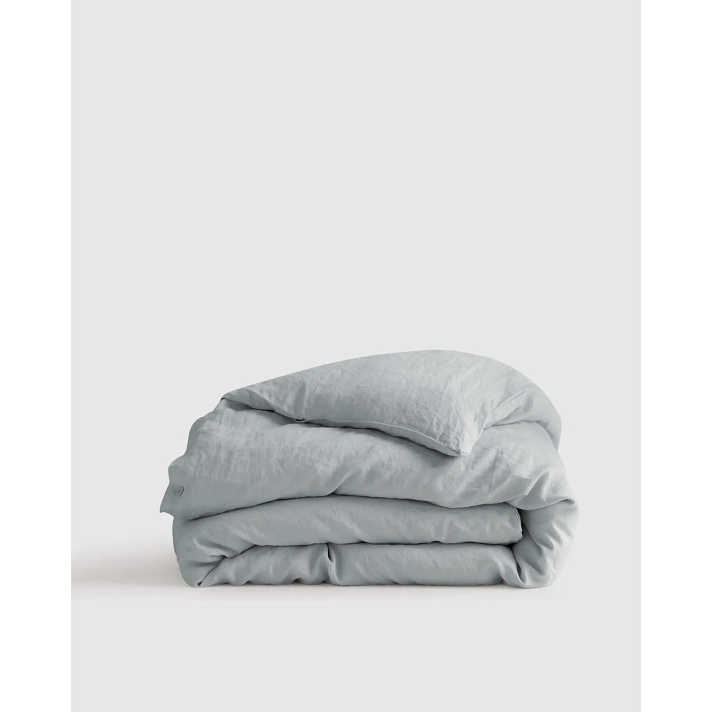 Quince European Linen Duvet Cover Queen Mist Light Blue NWT Eco-Friendly Bedding